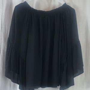 Black Bead Tops - Off-The-Shoulder Blouse Black Bead Tops - Off-The-Shoulder Blouse